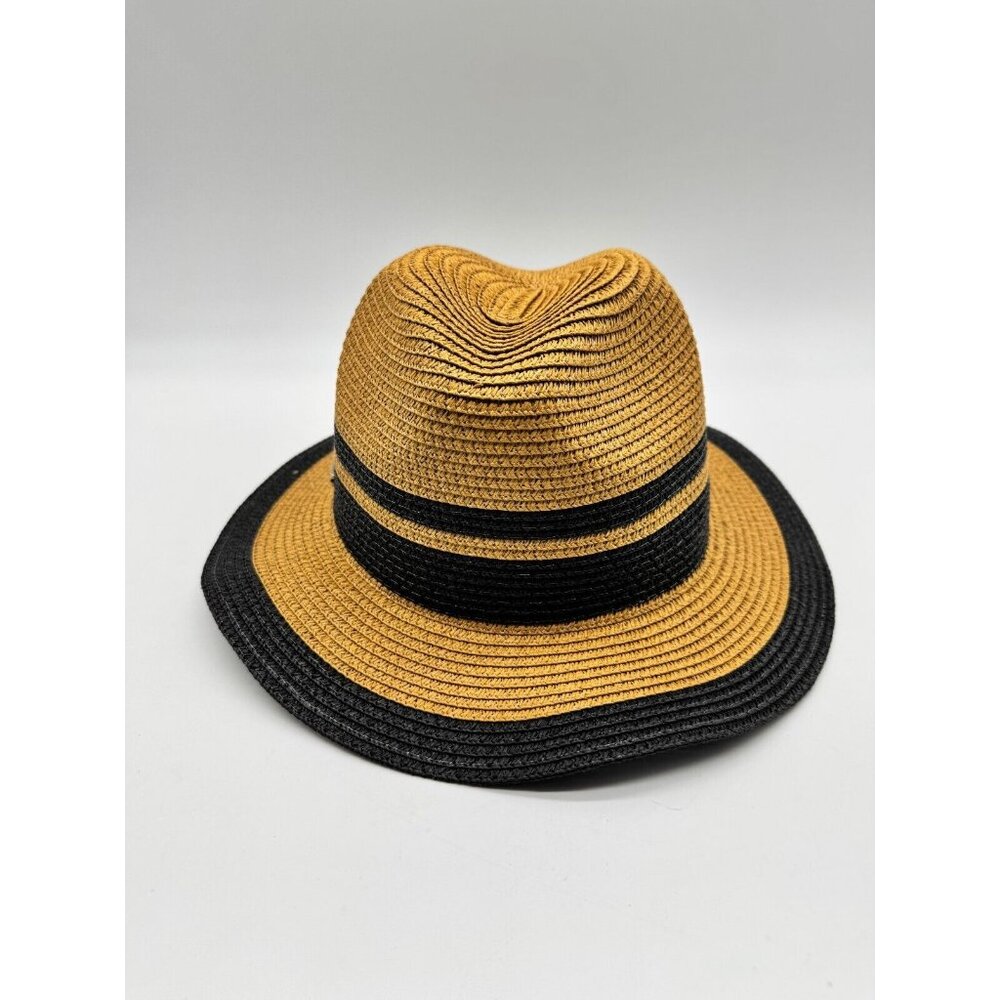 RALPH LAUREN striped paper adjustable women's fedora hat - NATURAL/BLACK - Picture 3 of 6
